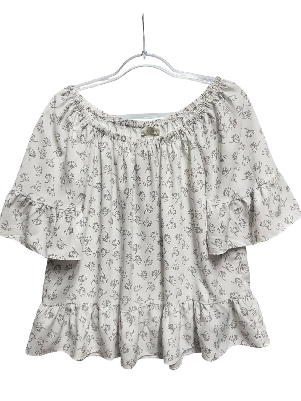Chiffon Silky Knit Floral Vines Off Shoulder Ruffle Babydoll Peplum Blouse Top